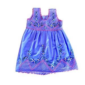girls purple floral embroidered dress